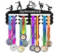 SUPERDANT Ginnastica Porta Medaglie in Legno Espositore Porta Medaglie 3 File 12 Ganci Sportive per Ginnastica Porta Medaglie in Legno Organizzatore Premi Nastro per Medaglie da Gara Montato A Parete