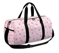 SUPERDANT Graziosa borsone da donna con motivo fragola, capiente, in nylon, con tracolla regolabile, per allenamento fitness e brevi viaggi notturni, frutta, rosa, 45 x 24 x 20 cm