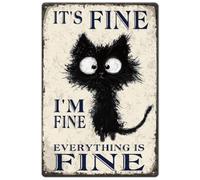 SUPERDANT I'M FINE Black Cat Metal Cartello In Latta Vintage Sign Cat Wall Decor Animal Retro Segno di Metallo Cat Wall Art Poster per Camera Da Letto