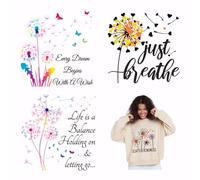 SUPERDANT Linee di Tarassaco Trasferimenti Termoadesivi 4 fogli Adesivi per Pellicola Termoadesiva A Forma di Fiore Set di Adesivi per Abbigliamento Decalcomanie Termoadesive Fai Da Te Artigianato