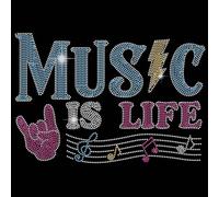 SUPERDANT Musica È Vita Strass Termoadesivi T-Shirt Trasferimento Termico di Cristalli Disegni di Note Musicali Adesivi di Cristalli Decalcomanie di Strass Bling Trasferimenti su Ferro Fai Da Te Arte