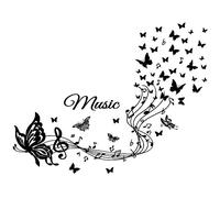 SUPERDANT Note Musicali Pentatonico Adesivo da Parete Farfalle Nere Adesivi da Parete Rimovibili in Vinile per Aula Bambini Studio Musicale Sala da Ballo Camera da Letto Art Decor House