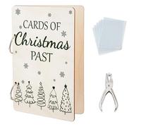 SUPERDANT Organizzatore per Biglietti D'Auguri con Albero di Natale Disegnato A Mano Raccoglitore per Cartoline Del Passato Raccoglitore per Biglietti In Legno 2 anello Perforatore e 20 tasche