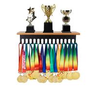 SUPERDANT Porta Medaglie da Parete in Legno e Mensola per Trofei Espositore per Medaglie con 30 Gancio Espositore Porta Medaglie Espositore da Parete per Medaglie Regali per Atleti