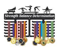 SUPERDANT Porta Medaglie di Ginnastica Espositore per Medaglie di Forza Equilibrio Determinazione Metallo Appendere Premi di Nastri 24 Gancio Antiscivolo Regali per Gli Atleti 40x25cm