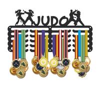 SUPERDANT Porta Medaglie in Metallo Judo Espositore per Medaglie Porta Premi Organizer per Montaggio A Parete 5 Linea Decorazione da Parete Atleta Competizione 40x20cm