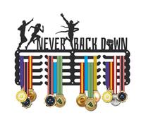 SUPERDANT Porta Medaglie in Metallo per La Corsa Espositore per Medaglie Never Back Down Appendere Premi Organizer A Parete 5 Linea per Club Sportivi Scuola Regali per Gli Atleti 40x25cm
