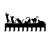 SUPERDANT Portachiavi con Gatto 6 Stile Gatto Decorativo 10 Ganci Organizzatore per Chiavi In Mete Montaggio A Parete per Ingresso Cintura Portachiavi Ombrello Ganci per Porta D'Ingresso