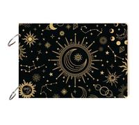 SUPERDANT Raccoglitore Ad Anelli In Legno Foglie Staccabili Porta Biglietti D'Auguri Sole e Luna Delle Costellazioni Fotografico Copertina Ad Anelli Porta Biglietti D'Auguri Biglietti Ricordo