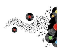 SUPERDANT Record Note Adesivi Murali Notazione Musicale con Disco Decalcomanie per Pareti Marchio Musicale Adesivo Da Parete In Vinile Dj di Arte Della Parete