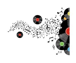 SUPERDANT Record Note Adesivi Murali Notazione Musicale con Disco Decalcomanie per Pareti Marchio Musicale Adesivo Da Parete In Vinile Dj di Arte Della Parete