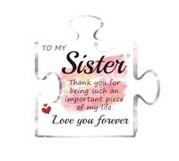 SUPERDANT Regali per Sorelle Targa Acrilica A Forma di Puzzle Decorazione Unica per Scrivania In Acrilico Bigger per Compleanno per Sorella Ornamento di Cristallo Ricordo Regali di vacanza 12x12CM