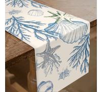 SUPERDANT Runner Da Tavolo Spesso a Tema Oceano Da Tavolo Con Conchiglie Stelle Marine in Poliestere Ispirati Alla Spiaggia Centrini in Stile Fattoria Decorazioni per Feste Di Primavera 183x33cm