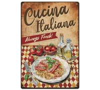 SUPERDANT Segno di Latta Cucina Italiana Cartello in Metallo Divertenti Spaghetti Targhe in Metallo Sempre Fresca Retrò In Metallo per La Cucina di Casa Ristoranti Pub Man Cave Decorazione Da Parete