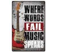 SUPERDANT Segno di Latta Musicale Cartello in Metallo Vintage Decorazione Targhe in Metallo Dove Le Parole Falliscono La Musica Parla Poster Vintage Poster Da Parete di Decorazioni Murali Retrò