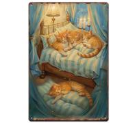 SUPERDANT Segno di Latta Sleep Cat Cartello in Metallo per Famiglia di Gatti Targhe in Metallo Retrò Art Poster Da Parete In Ferro Targa In Alluminio Old Fashion Garage Decor 30x20cm