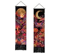 SUPERDANT Set di 2 arazzi verticali, 130 x 33 cm, motivo foresta delle fiabe, stile boho, mistico, cielo stellato, retrò, per corridoio, camera da letto, decorazione colorata