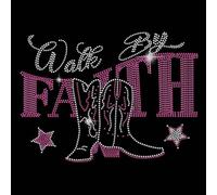 SUPERDANT Stivali Da Cowboy Strass Termoadesivi Walk By Faith Adesivi Termoadesivi per Decorazioni Hot Fix Toppa per Festival In Cristallo Maglietta Fai Da Te Arte e Artigianato