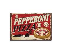 SUPERDANT Targa In Metallo American Pepperoni Pizza Vintage Iron Sign Pizza Store Decor Man Cave Bar Ristorante Targa In Metallo Retro Wall Art Poster Decorazione Da Parete per Bar Ristoranti
