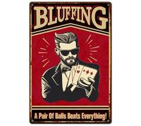SUPERDANT Targa In Metallo Vintage con Giocatore di Poker Targhe In Metallo Vintage con Bluff Poster Da Parete Retrò Targa In Metallo Vintage per Bar Club Caverna'Uomo