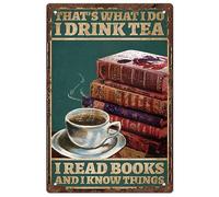 SUPERDANT Targa In Mete In Mete Drink Tea Targa In Ferro Vintage Retro Leggere Libri Decorazione Da Parete Citazioni Motivazionali Poster Da Parete per Arredamento Camera Da Letto Caffè