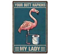 SUPERDANT Targa In Mete In Mete Toilet Flamingo Targa In Ferro Vintage In Ferro Divertente Poster Da Parete per Bagno Il Tuo Culo Tovaglioli My Lady Decor Placca per Bagno