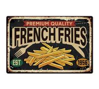 SUPERDANT Targa In Mete Patatine Fritte Cartello In Latta Vintage Segno per Fast Food Teatro In Ferro Bar Ristorante Insegne In Metallo Retro Poster Da Parete per Bar Cinema 20x30cm