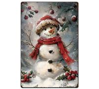 SUPERDANT Targhe In Metallo Christmas Pupazzo di Neve di Natale Targa In Metallo di Natale Targa In Metallo Invernale Poster Retrò per Decorazioni per Bar e Caffè per Feste di Natale