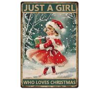 SUPERDANT Targhe In Metallo Christmas Snow Girl Targa In Metallo Natalizia Loves Christmas Targa In Metallo Poster Retrò In Metallo per Decorazioni per La Casa per La Festa di Natale