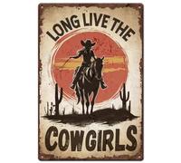 SUPERDANT Targhe in Metallo con Scritta Western Cowgirls Lunga Vita Alle Cowgirl Cartello In Latta Cartelli Vintage In Latta Arte Murale Vintage Decorazione Retrò per Bar Caverna Dell'Uomo