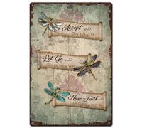 SUPERDANT Targhe In Metallo Vintage con Libellula Citazioni Ispiratrici Targhe In Metallo Retro Accetta Cos'È Il Poster Da Parete In Metallo La Decorazione Artistica a Parete a Camera Da Letto di Casa