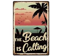 SUPERDANT The Beach Is Calling Targhe In Mete Da Appendere Poster In Mete Targhe In Mete Vintage Poster Da Spiaggia Targhe In Mete Da Parete In Ferro per Bar 20x30 cm