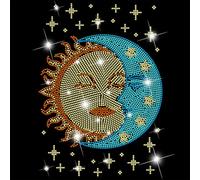 SUPERDANT Toppa termoadesiva con strass e sole, luna, 32 x 23,8 cm, per giacche e magliette personalizzate, motivo sole, luna, stella, multicolore