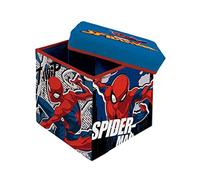 Superdiver - Cubo contenitore e sgabello Spiderman - Licenza Ufficiale Marvel - 30x30x30 cm - Pouf pieghevole con coperchio imbottito - Organizzatore per giocattoli