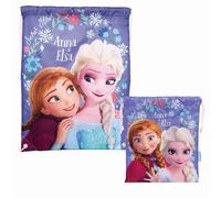 Superdiver Set di zaino sacca con cordoncini e borsa merenda Elsa e Anna Licenza Ufficiale Disney Frozen - Ideale per scuola e asilo - Accessorio moda bambina - Blu - 44x33 e 26x21 cm
