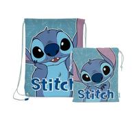 Superdiver Stitch - Set borsa zaino con corde e borsa da spuntino licenza ufficiale Disney - ideale per scuola e asilo - accessorio moda ragazzo e ragazza - 100% poliestere - blu - 44x33 e 26x21 cm