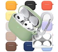 superdivision AirPods Pro & AirPods 3 Case Translucent Silicon Protective Clear Cover with Anti-Lost Carabiner Keychain Kit Set Dust Guard Dust-Proof Film [Front LED Visible]