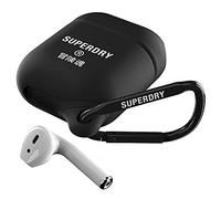 Superdry Airpod Case per Airpods, caricabatterie wireless Bluetooth compatibile, custodia impermeabile in silicone airpod per cuffie wireless, nero