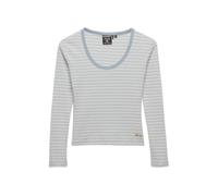 Superdry Athletic Essentials - Maglietta a maniche lunghe da donna, Strisce blu nebbia, 44
