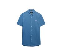 Superdry Camicia da uomo a maniche corte in cotone e lino, Blu Yonder, L