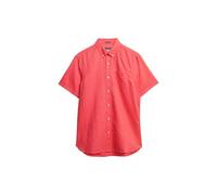 Superdry Camicia da uomo a maniche corte in lino di cotone, Rosa paradiso, S