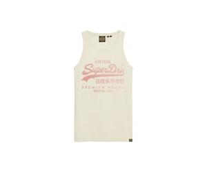 Superdry Canotta classica da uomo Heritage con logo vintage, crema, L