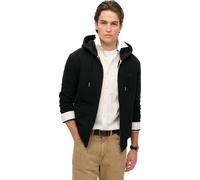 Superdry Uomo Felpa con cappuccio e zip con logo essenziale, Nero