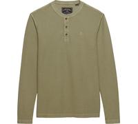 Superdry & Co Waffle Henley Camicia a maniche lunghe, Kaki chiaro, Taglia L