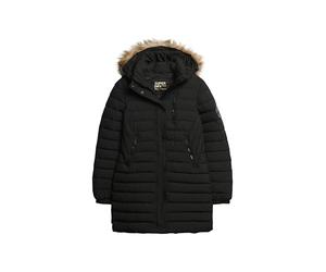 Superdry COAT FUJI HOODED MID LENGTH PUFFER Black 12 Donna, Nero, 44
