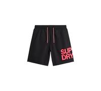 Superdry Costume da bagno sportivo da uomo da 17 pollici realizzato in materiale riciclato con logo, Nero , S