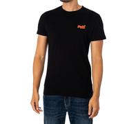 Superdry Essential Logo EMB Tee T-Shirt, Nero/Hazard Orange, XL Male-Adulto