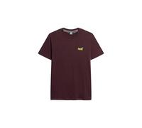 Superdry Essential Logo EMB Tee T-Shirt, Tawnty Port Marl/Fluro Yellow, L Male-Adulto