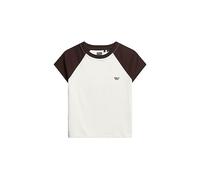 Superdry Essential Logo Raglan T Shirt, off White/Dark Chocolate Brown, 44 Donna