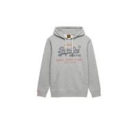 Superdry Uomo Felpa con cappuccio rilassata con logo vintage Heritage, Grigio